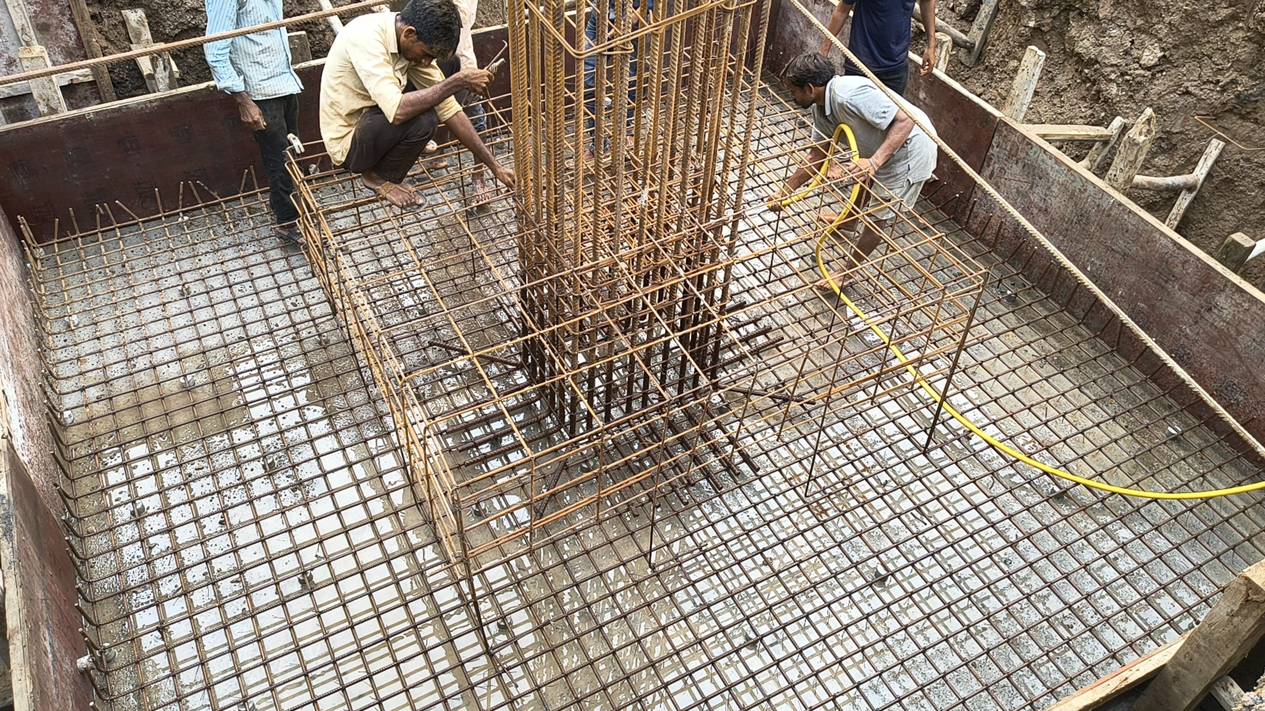 Steel rebar grid layout for RCC slab and foundation